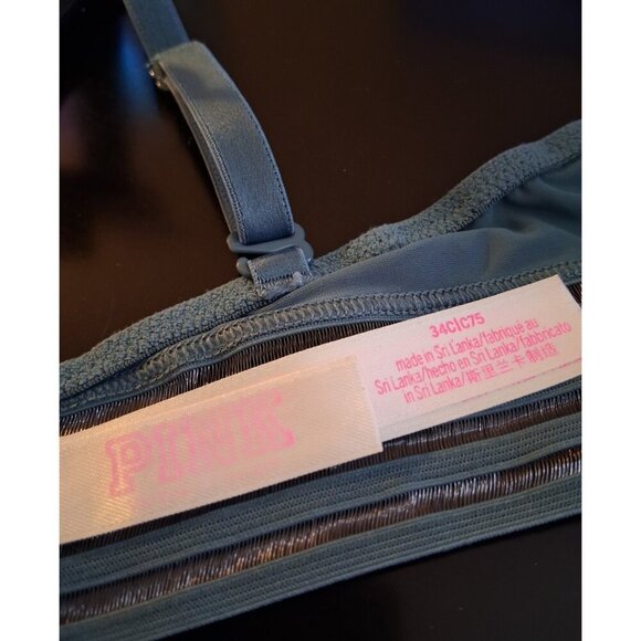 PINK Victorias Secret Blue 34C Wear Everywhere Push Up Bra VS striped in back - Picture 5 of 5